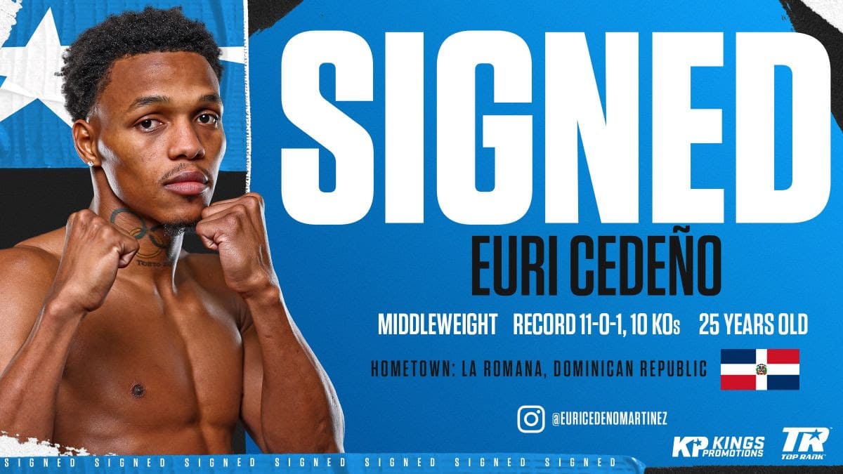 Euri Cedeño inks with Top Rank, returns June 7 on Davis vs. De Los Santos undercard — Dominican puncher ready to wreck Abel Mina on ESPN+ - Boxing Image