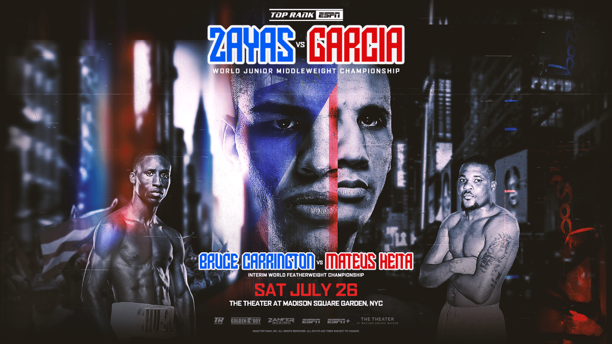 Zayas vs. Garcia, Carrington vs. Heita, Vargas returns — Three undefeated stars aim to steal the summer spotlight on ESPN July 26 - Boxing Image