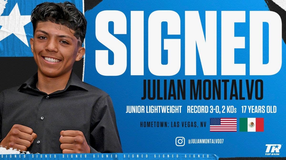 Top Rank signs 17-year-old phenom Julian Montalvo — sparring legend goes pro under Vegas lights - Boxing Image