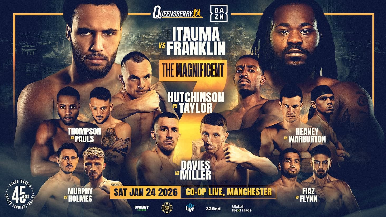 Moses Itauma vs Jermain Franklin Headlines Frank Warren’s 45-Year Anniversary Show On DAZN - Boxing Image
